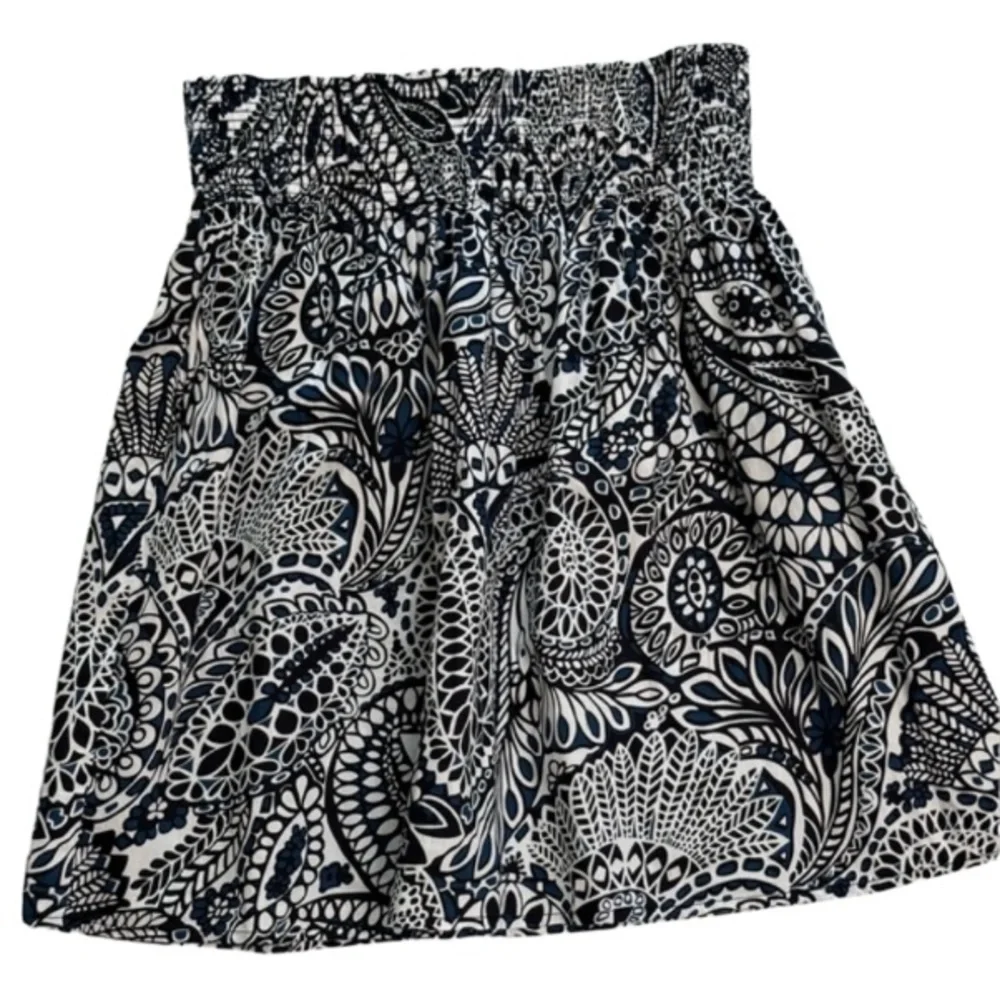 Tyler Böe Paisley Skirt Elastic Waist Lined Sz Medium 21” Black/Blue/White
